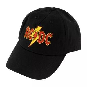 AC/DC Red Yellow Logo Lightning Bolt Embroidered Baseball Cap Hat Adjustable